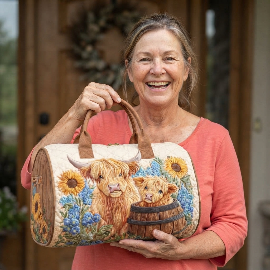 Dandelion | Highland Cows & Sunflowers Quilted Duffle