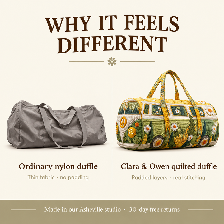 Meadowvana | Green Meadow Camper Van Quilted Duffle