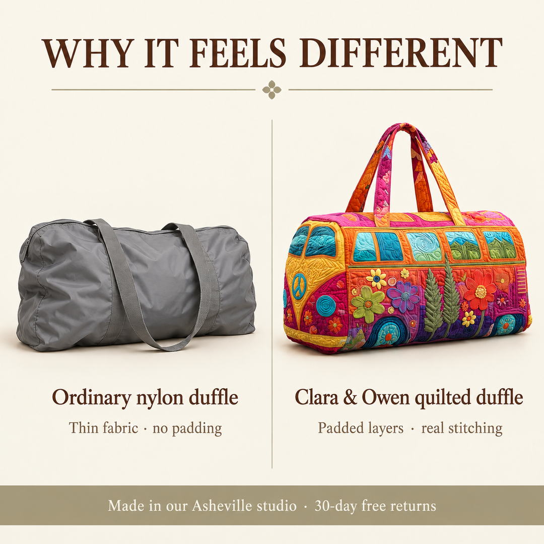 Petalvana | Orange Blossom Camper Van Quilted Duffle