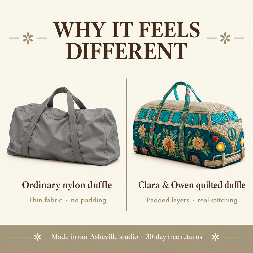 Tealvana | Teal Flower Camper Van Quilted Duffle