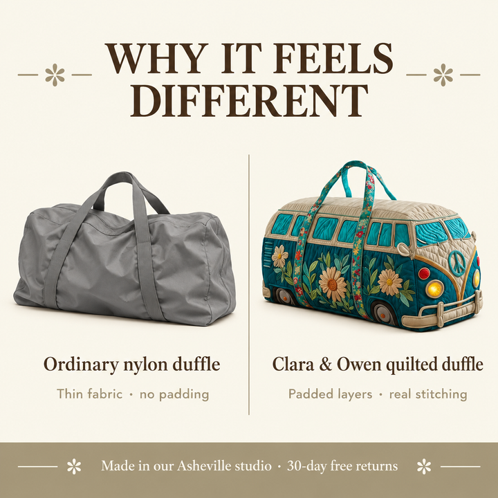 Tealvana | Teal Flower Camper Van Quilted Duffle