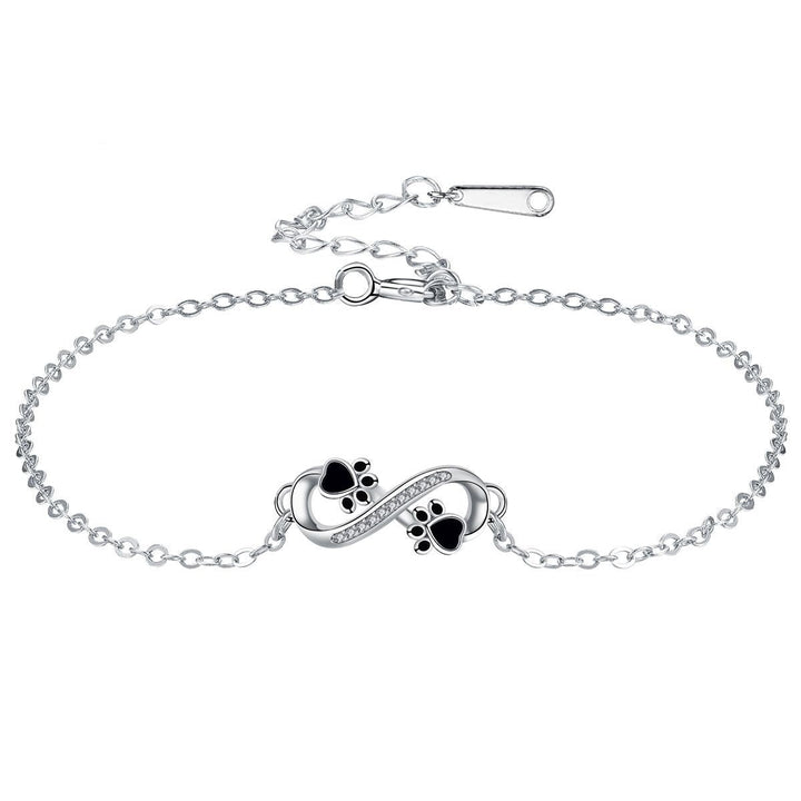 Infinity Symbol Bracelet with Paw Print Charm and Zirconia