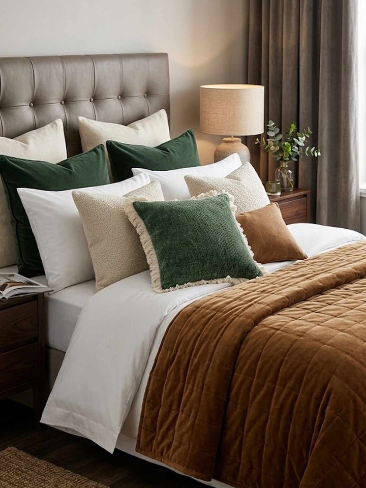 Sage Green Chenille Fringe Throw Pillow Cover