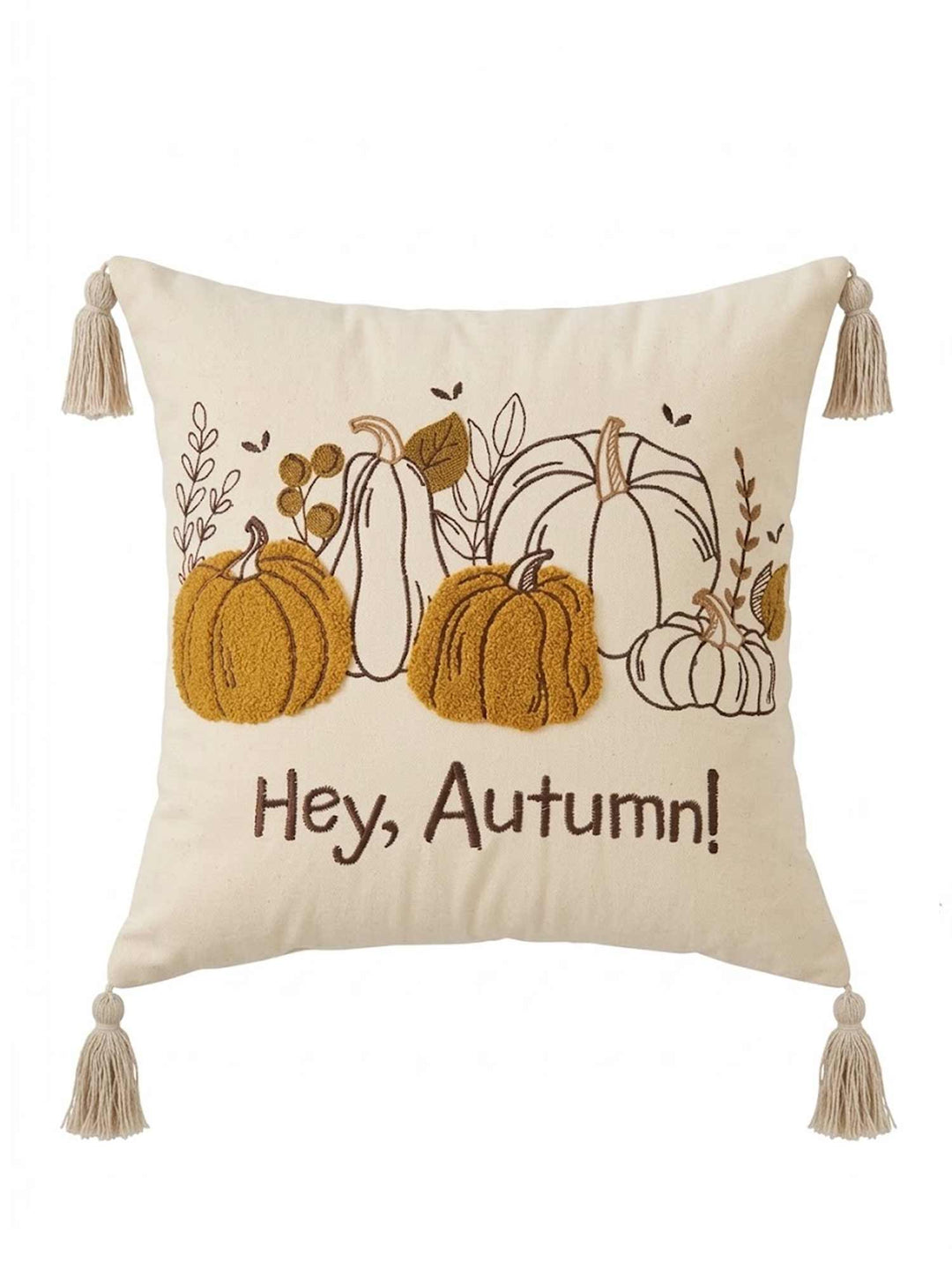 Hey, Autumn! Pumpkin Tassel Throw Pillow Cover