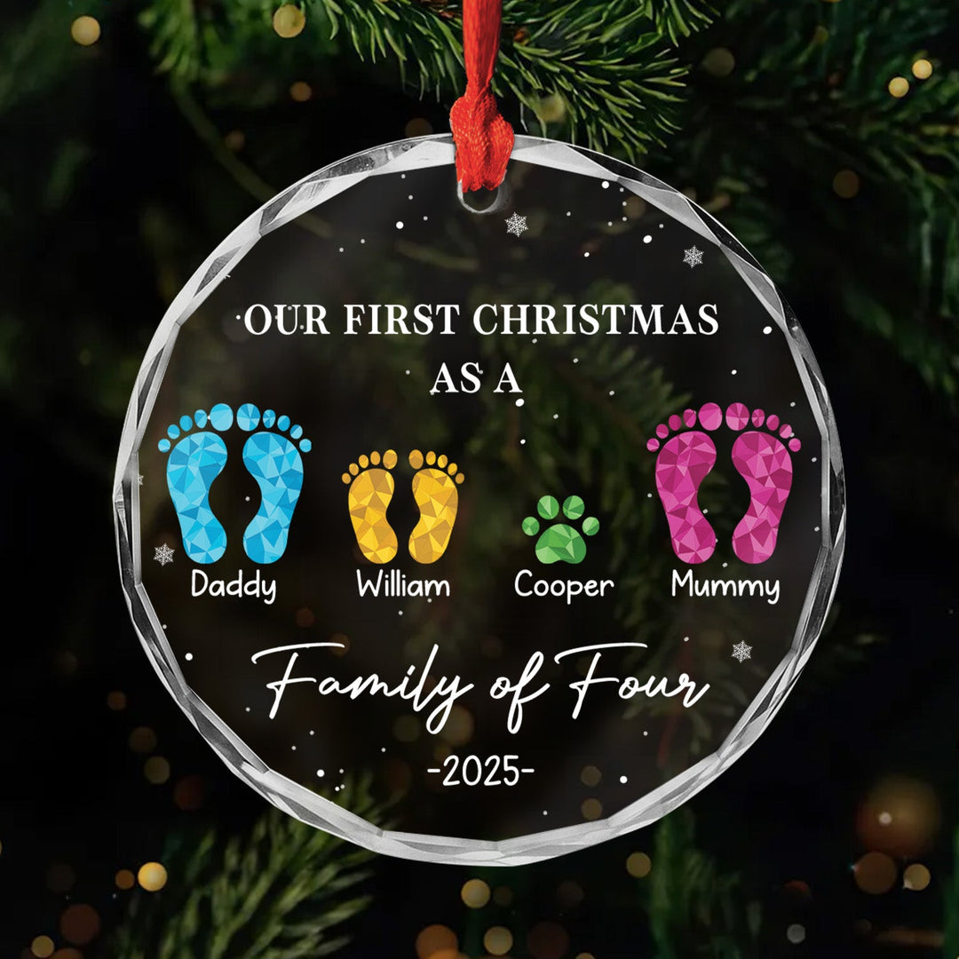 Our First Christmas As A Family Of Four - Personalized Glass Ornament - Christmas Gifts For Family NL122