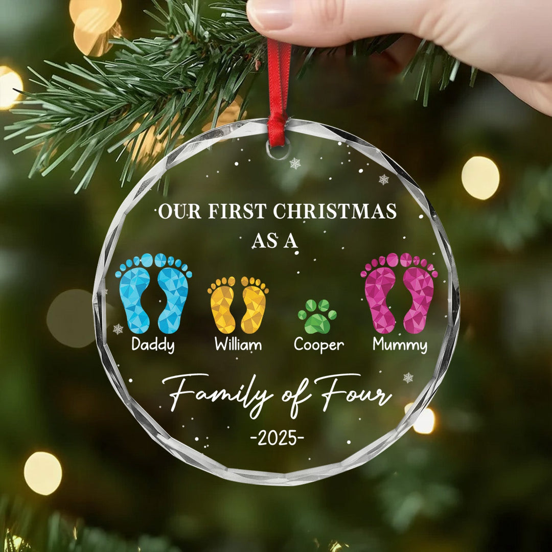 Our First Christmas As A Family Of Four - Personalized Glass Ornament - Christmas Gifts For Family NL122