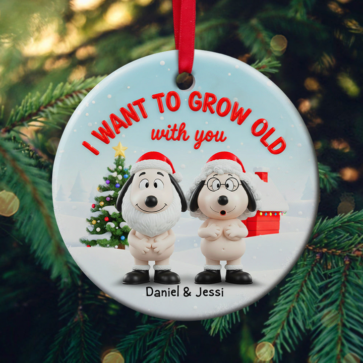 I Want To Grow With You - Personalized Ceramic Ornament - Gift For Couples NL122