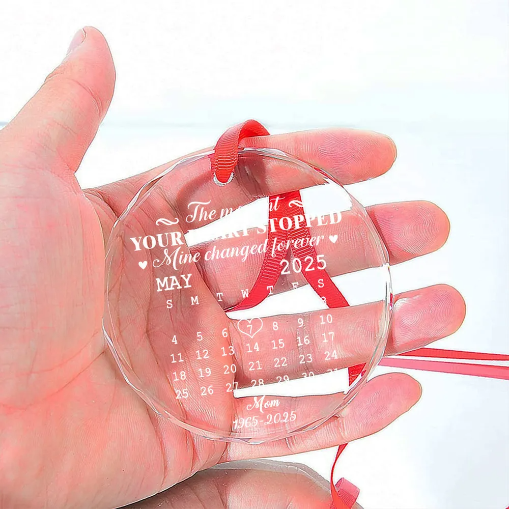 The Moment Your Heart Stopped Mine Changed Forever (Ver 1) - Personalized Glass Ornament - Christmas Gift For Family, Memorial Human HH01