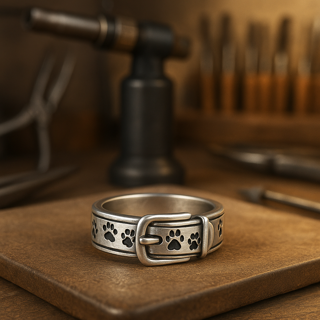 Playful Dog-Collar-Design Ring