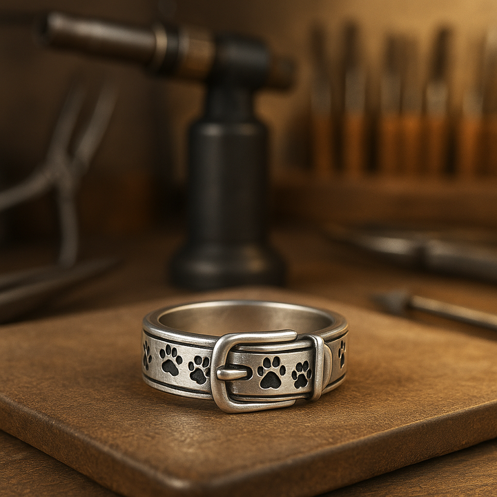 Playful Dog-Collar-Design Ring