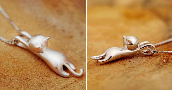Sterling Silver Playful Cat Necklace