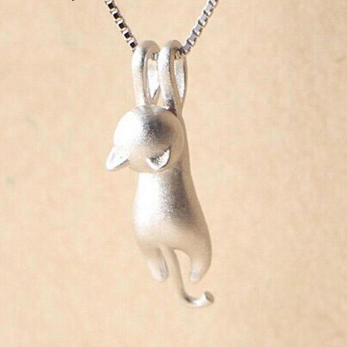 Sterling Silver Playful Cat Necklace