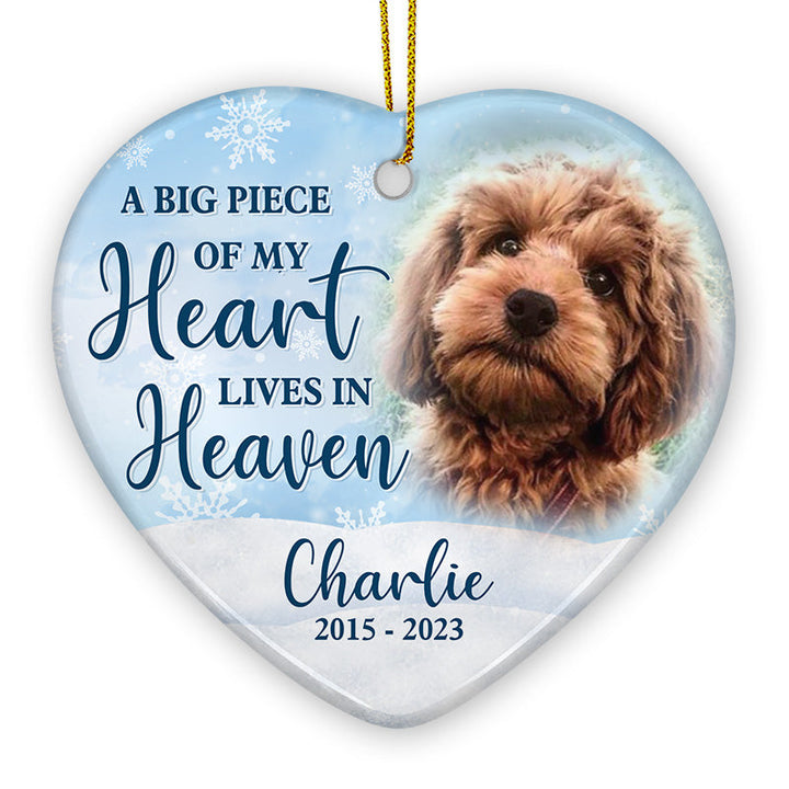 Custom Photo Forever In Our Hearts - Personalized Ceramic Ornament - Christmas Gift, Sympathy Gift For Pet Owners, Pet Lovers - NH96