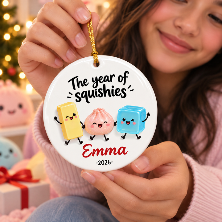 The Year Of Squishies 2D Flat Christmas Gifts For Kids, Friends - Personalized Ceramic Ornament