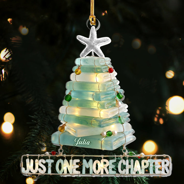 Just One More Chapter Christmas Gift For Book Lovers - Personalized Glass Ornament