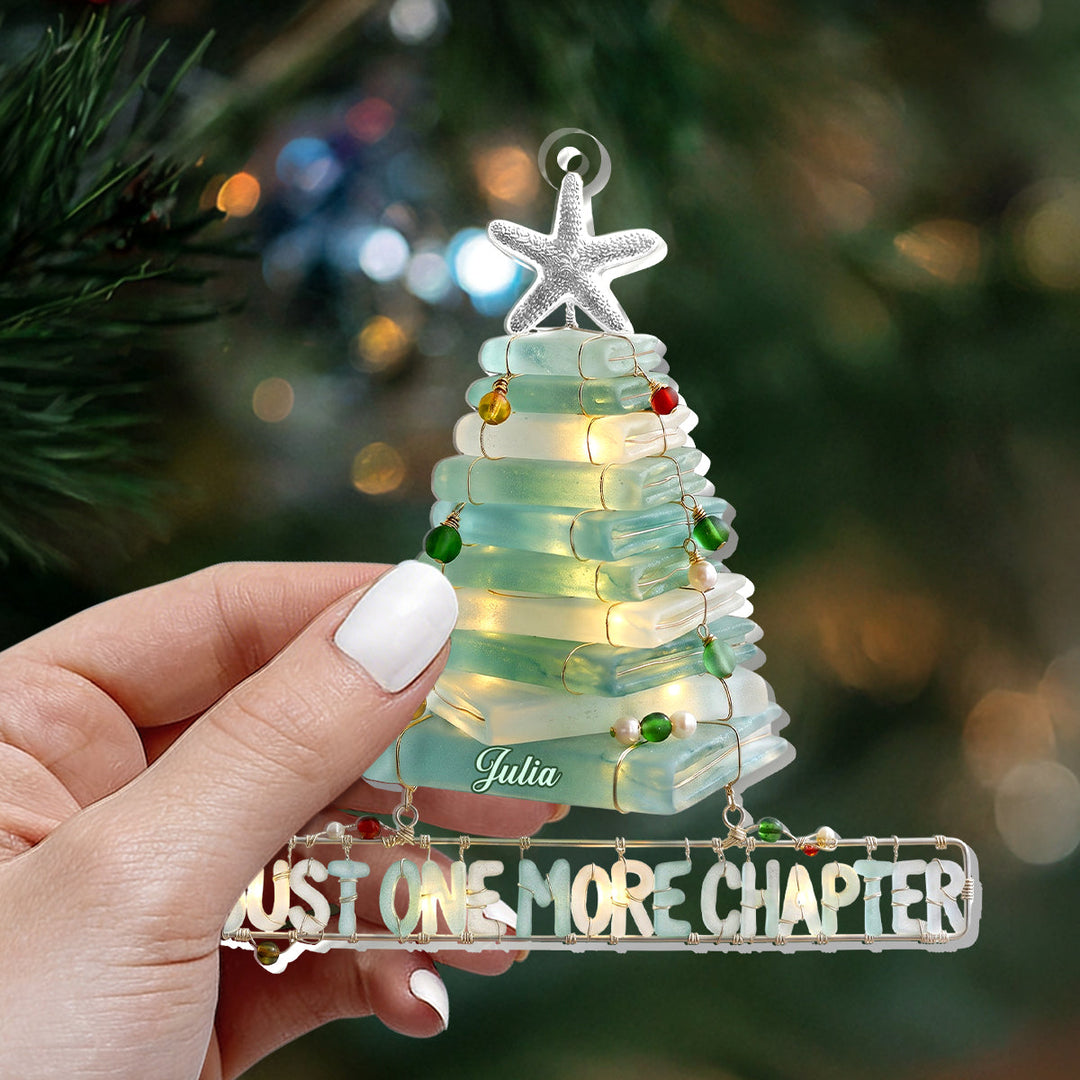 Just One More Chapter Christmas Gift For Book Lovers - Personalized Glass Ornament