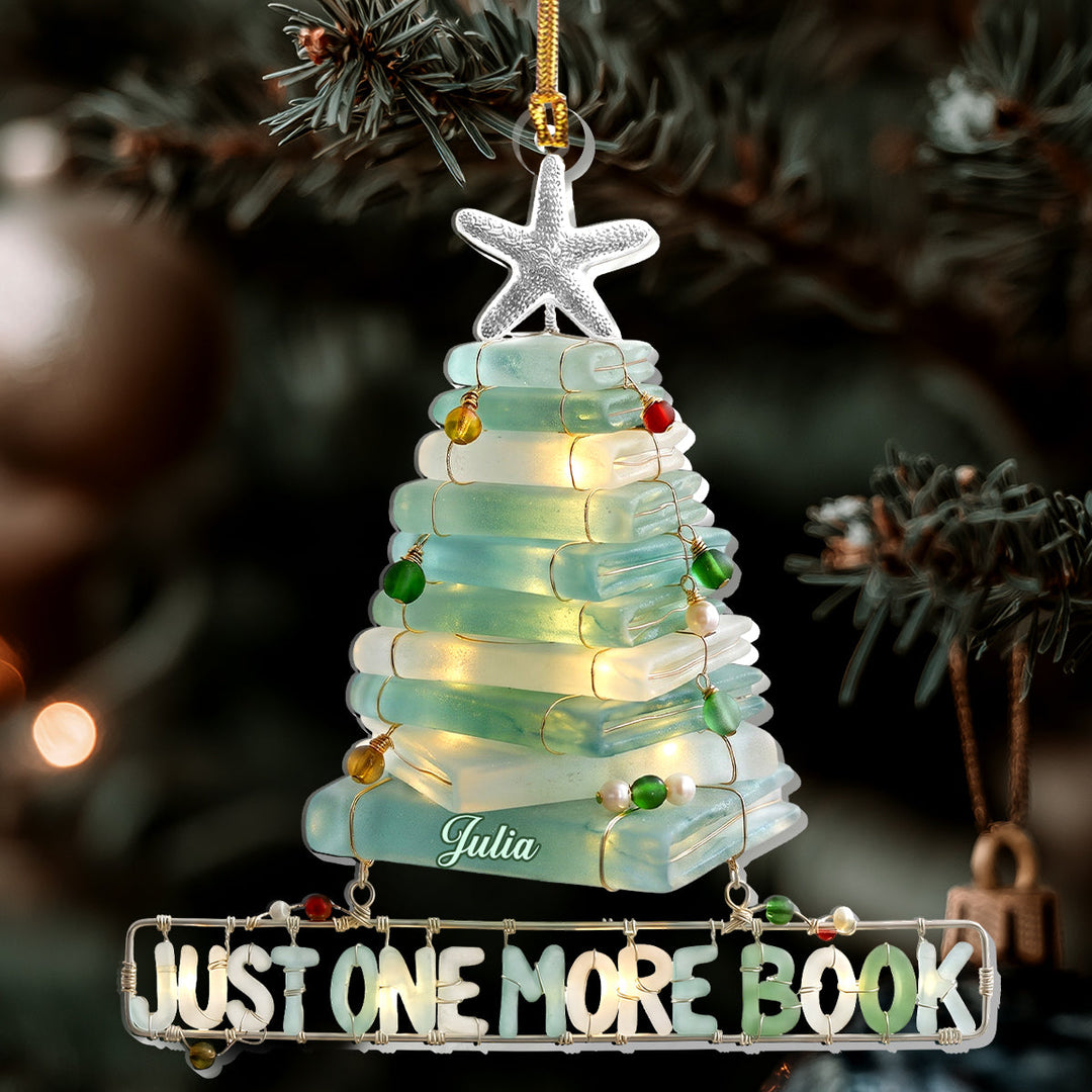 Just One More Chapter Christmas Gift For Book Lovers - Personalized Glass Ornament